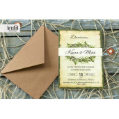 Invitatie de nunta vintage ramura de maslin 70307 KRISTAL