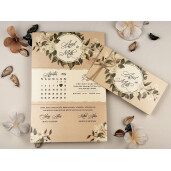 Invitatie De Nunta Florala Cu Fundita Si Calendar 85864 ELITE