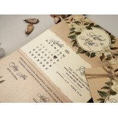 Invitatie De Nunta Florala Cu Fundita Si Calendar 85864 ELITE