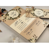 Invitatie De Nunta Florala Cu Fundita Si Calendar 85864 ELITE