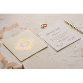 Invitatie de nunta eleganta cu verighete aurii 9117 EKONOM