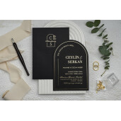 Invitatie De Nunta Eleganta Neagra 9373 EKONOM