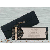 Invitatie de nunta crem cu negru cu model auriu 20419 POLEN