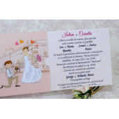 Invitatie de nunta haioasa roz cu miri 2220 Polen 