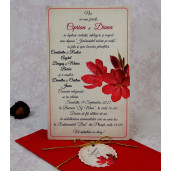 Invitatie de nunta rosie florala 22147 Polen