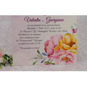 Invitatie de nunta florala cu plic mov 2210 Polen 
