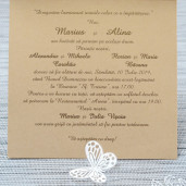 Invitatie de nunta aurie florala cu fluture1116 Polen