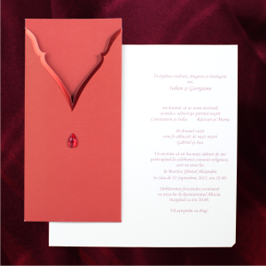 Invitatie de nunta eleganta visiniu si rosu metalic 115422 TBZ